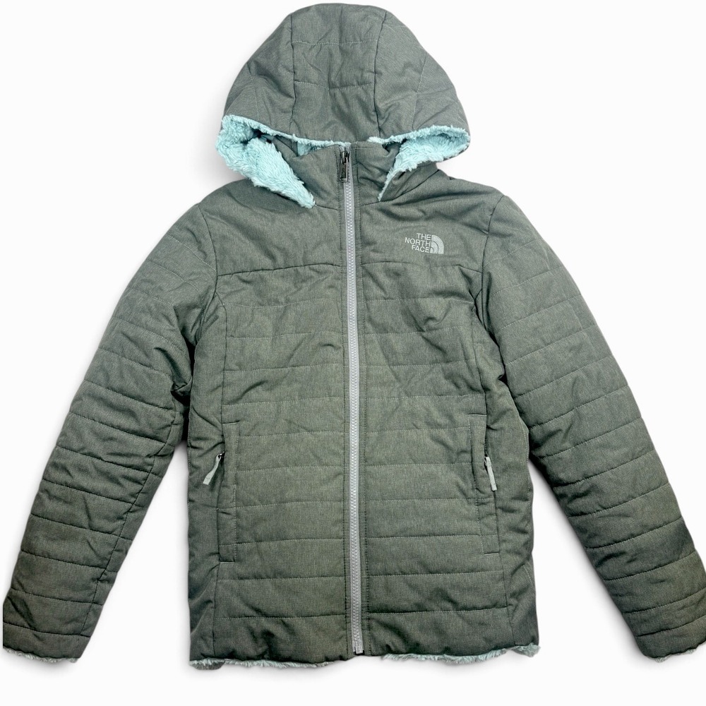 The North Face Girls' M 10 12 Mossbud Swirl Parka In Gray & Starlight Blue